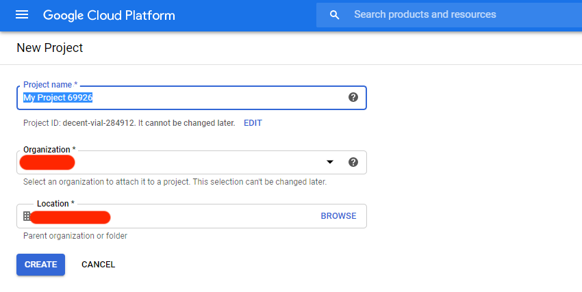 create new project